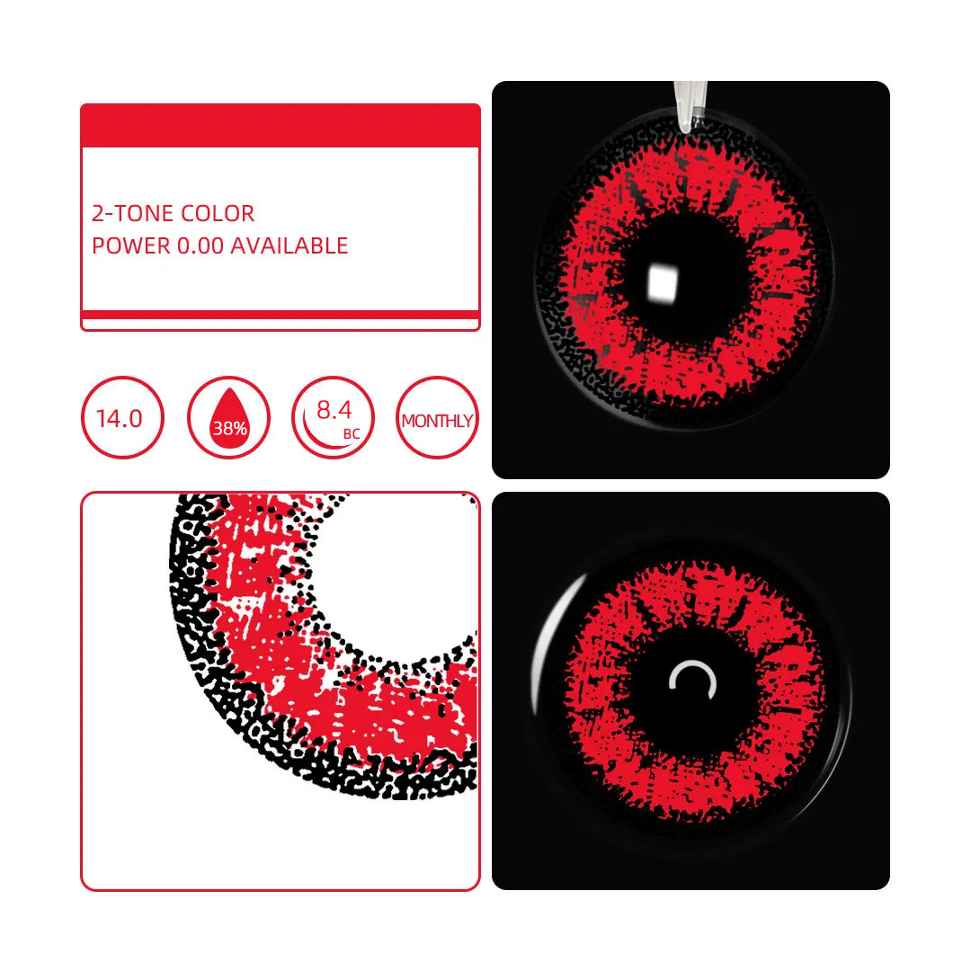Eyemua Dolly Plus Red Monthly Lenses – Bold Red Cosplay Look