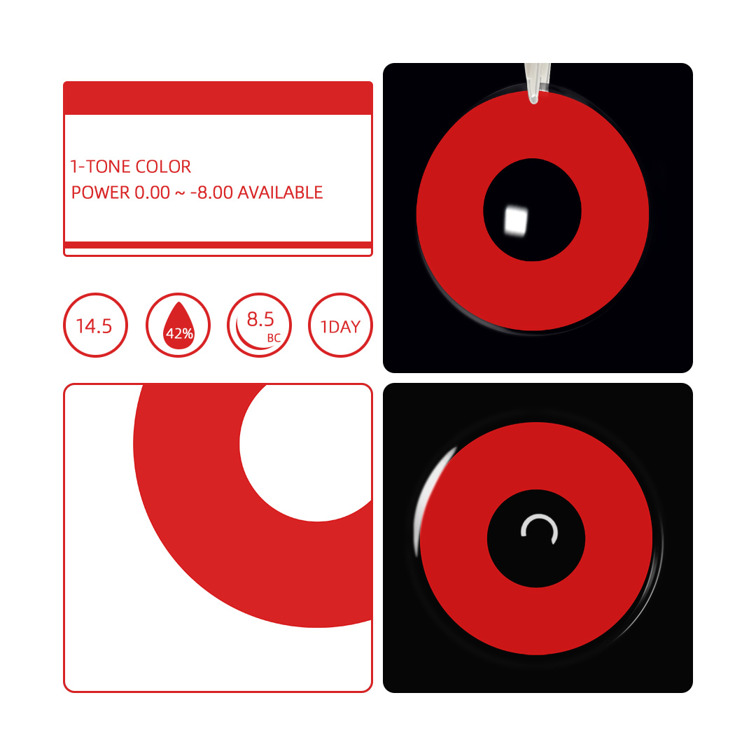 Eyemua Ruby Kiss 1-Day Lenses – Bold Red Cosplay Contacts