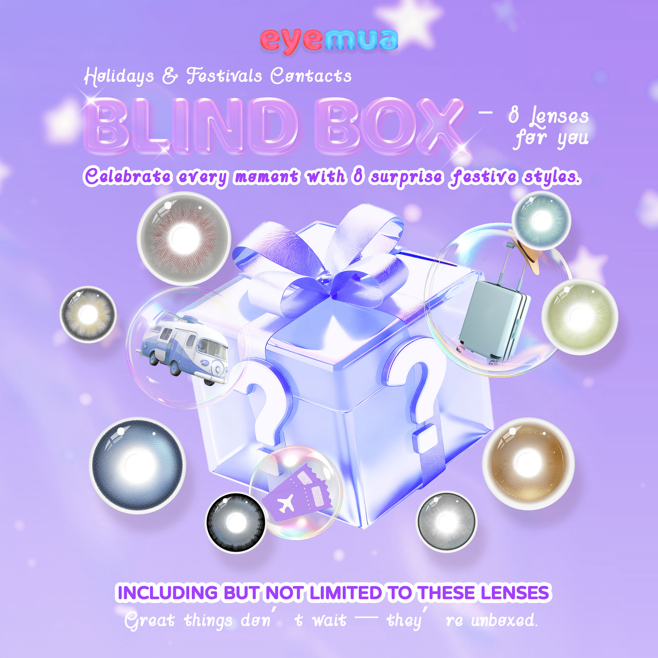 Eyemua Holidays & Festivals Contacts Blind Box | 8 Pairs, 1 Year
