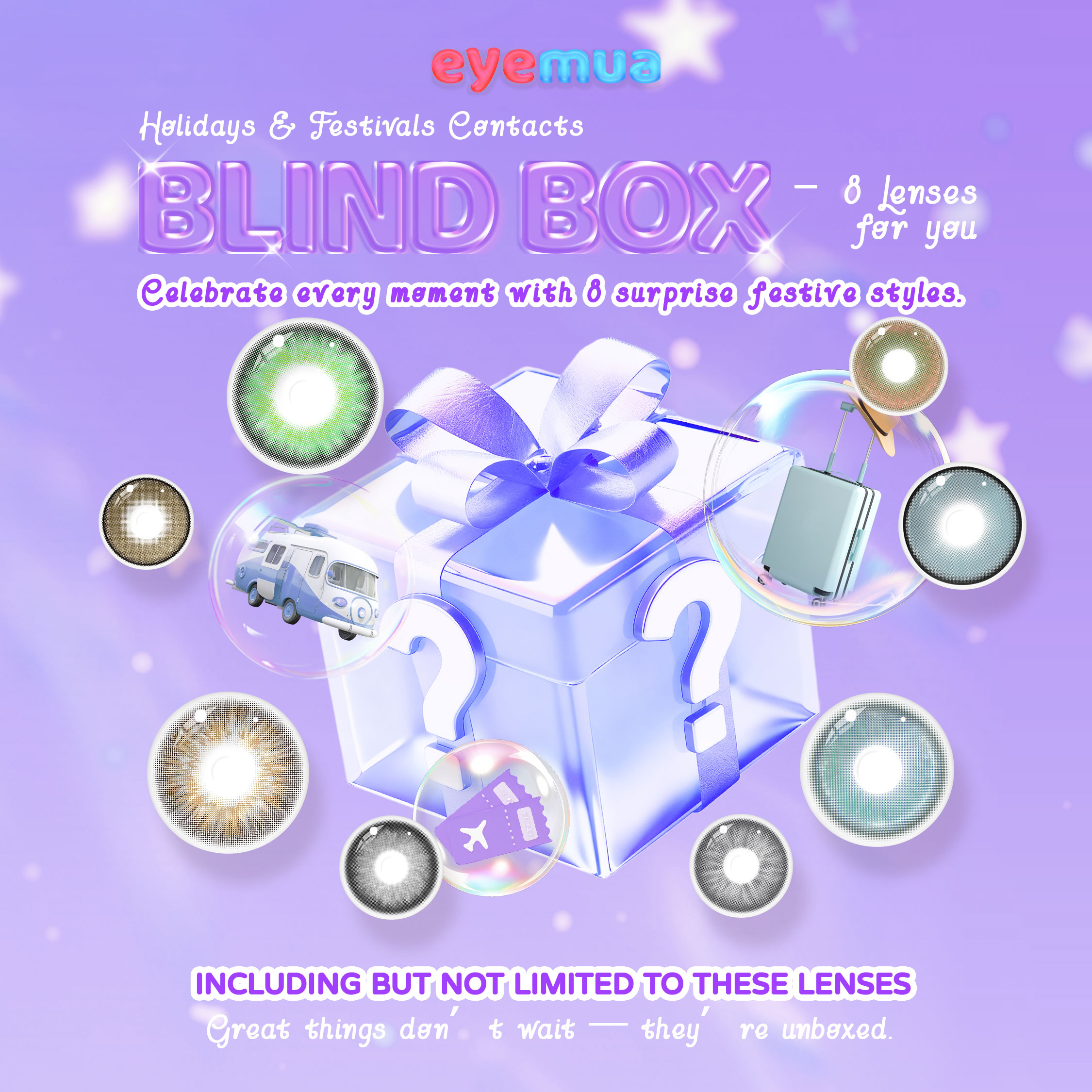 Eyemua Holidays & Festivals Contacts Blind Box | 8 Pairs, 1 Year