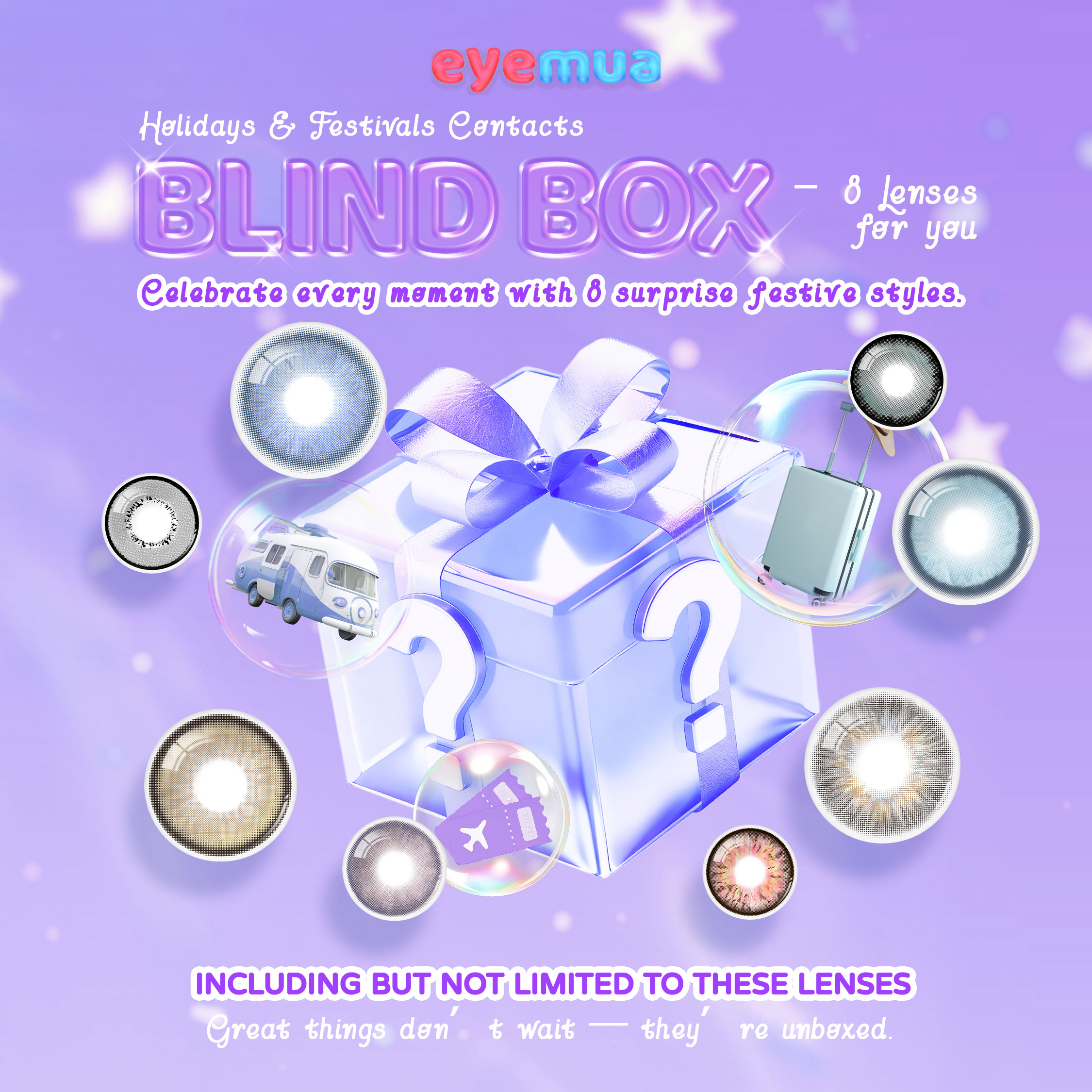 Eyemua Holidays & Festivals Contacts Blind Box | 8 Pairs, 1 Year