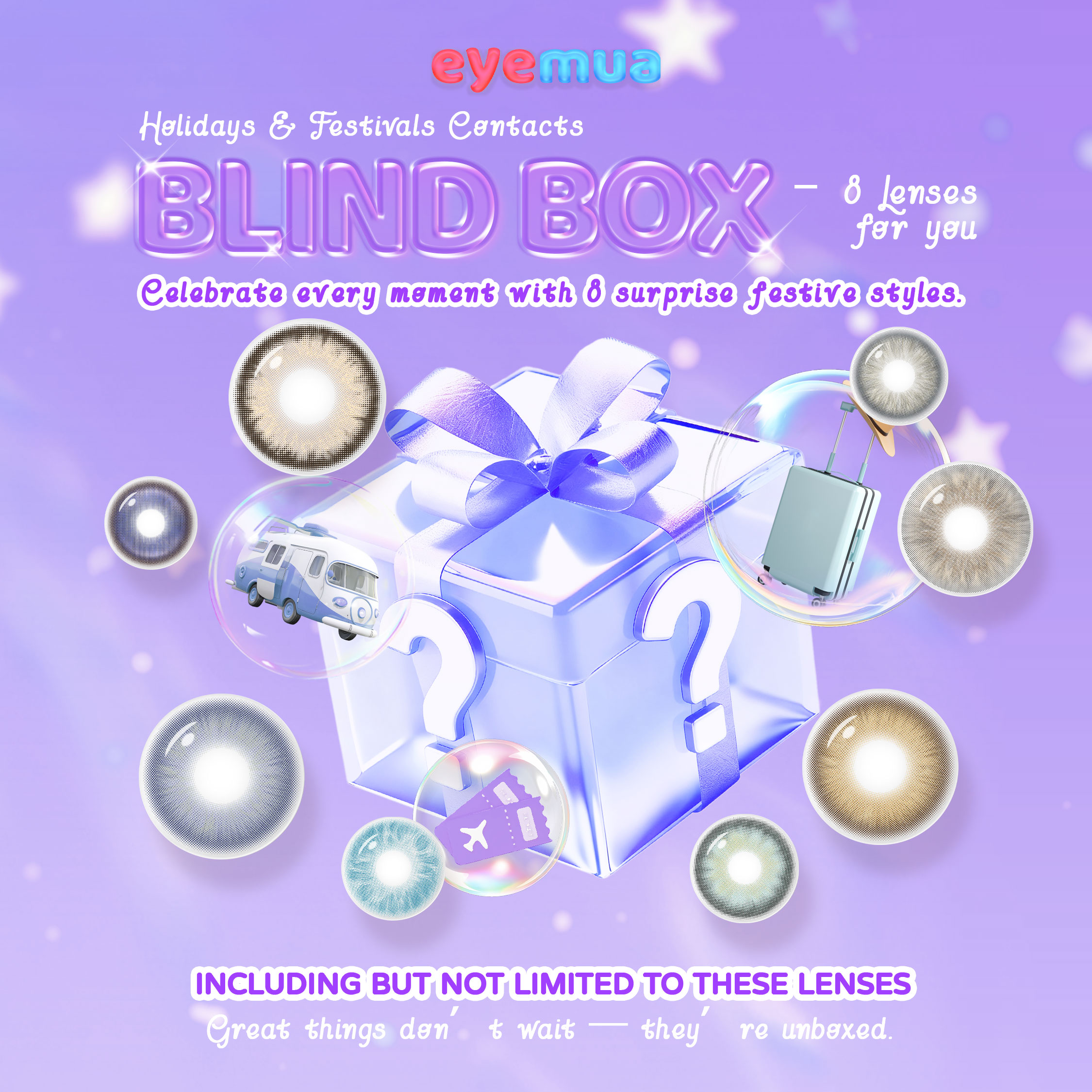 Eyemua Holidays & Festivals Contacts Blind Box | 8 Pairs, 1 Year