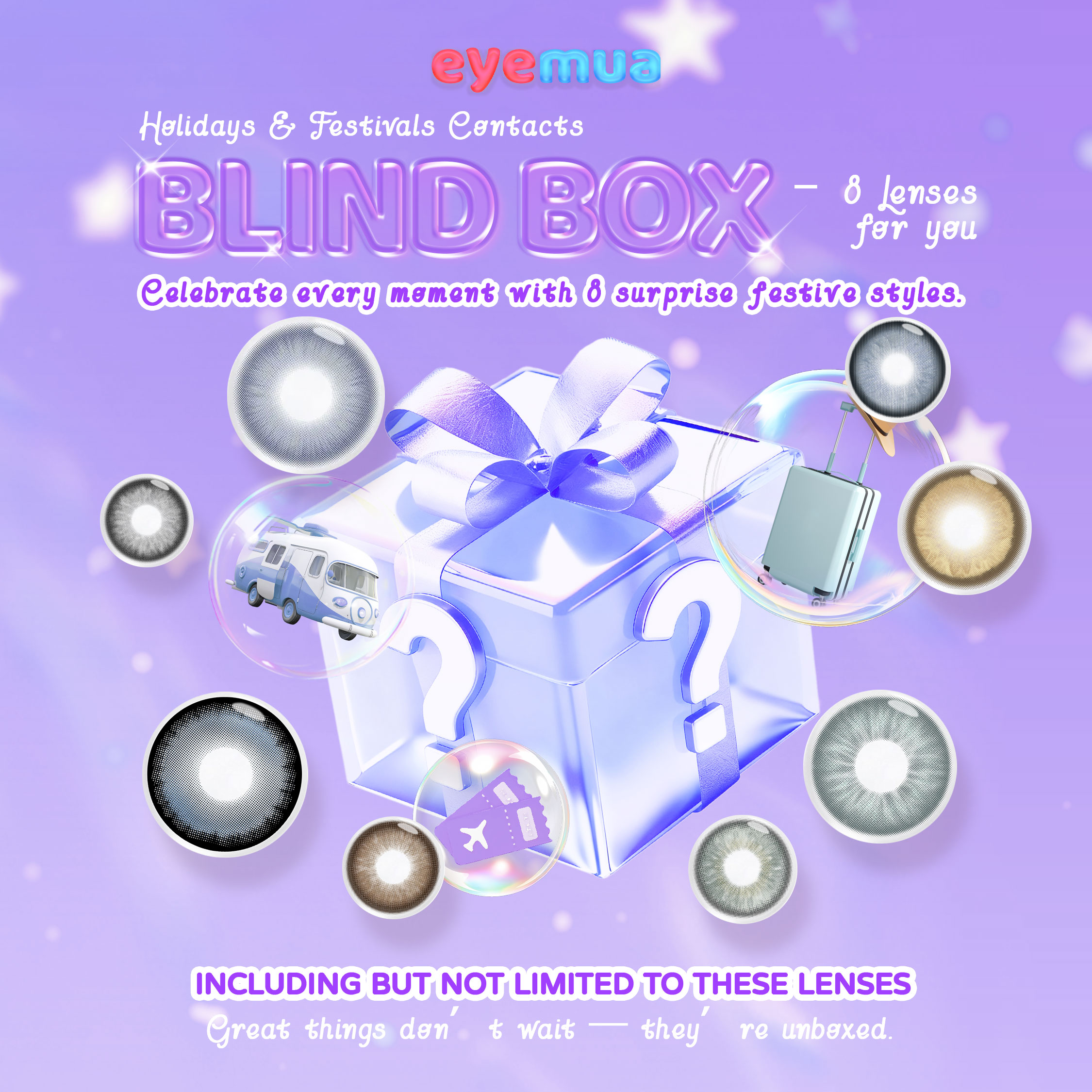 Eyemua Holidays & Festivals Contacts Blind Box | 8 Pairs, 1 Year