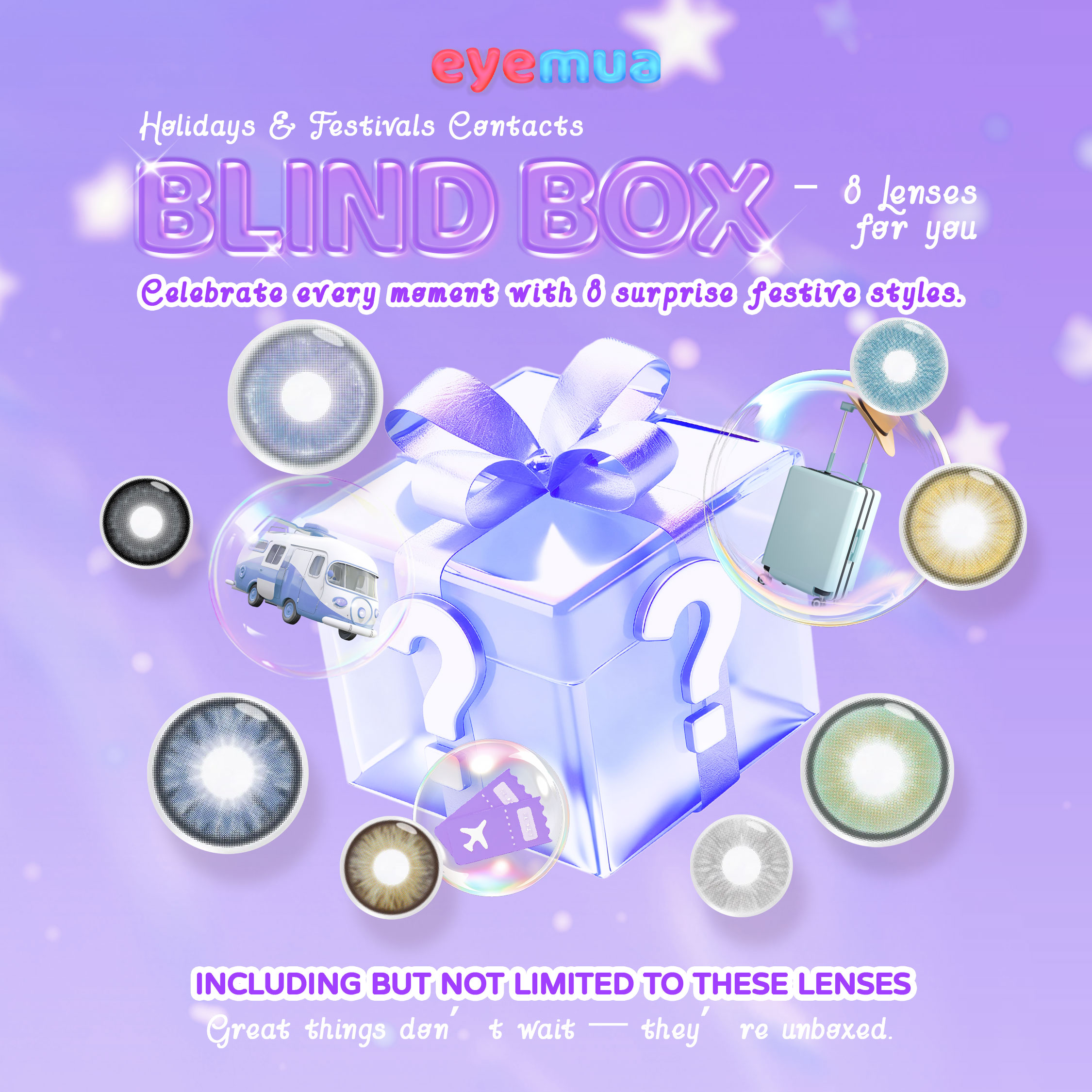 Eyemua Holidays & Festivals Contacts Blind Box | 8 Pairs, 1 Year