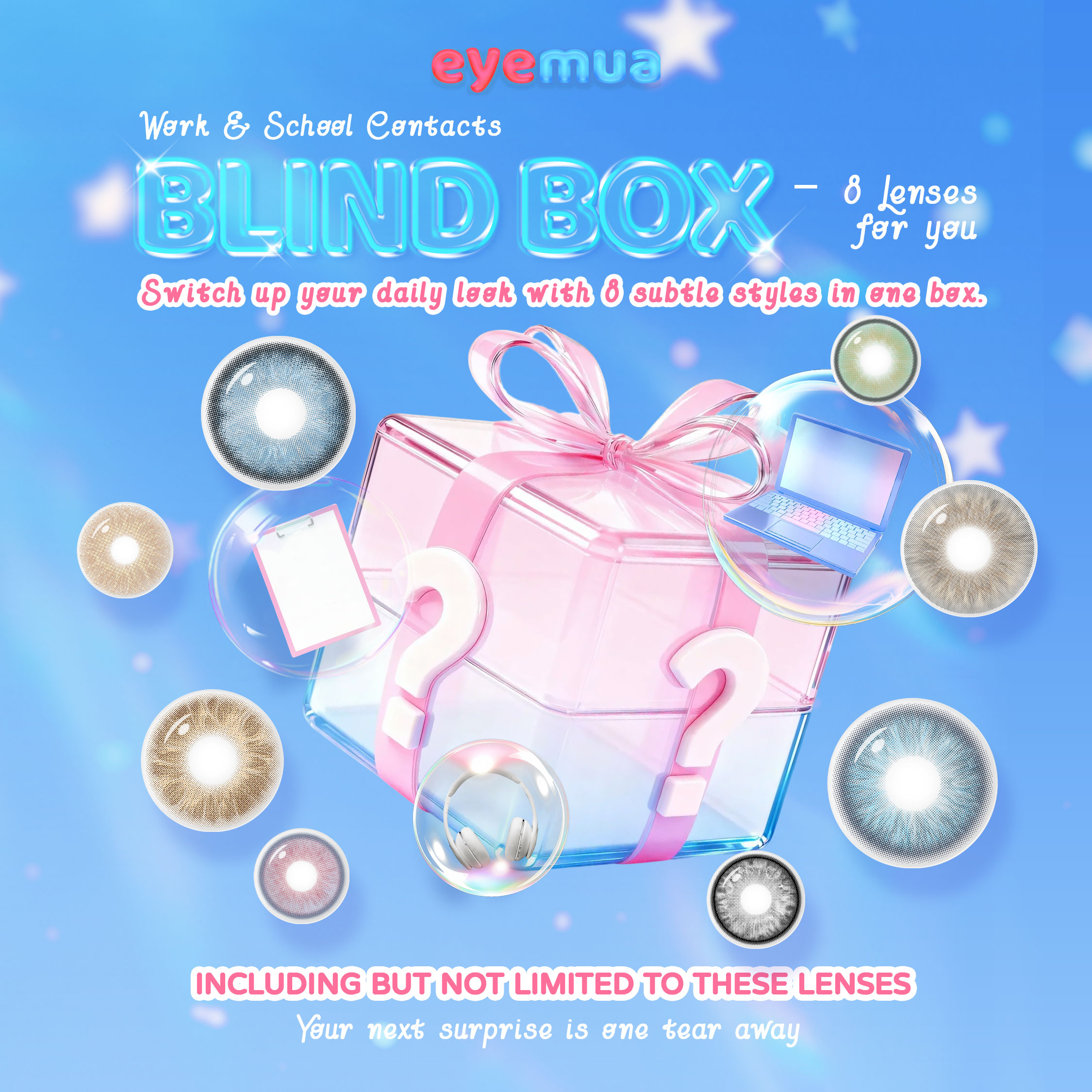 Eyemua Work & School Contacts Blind Box | 8 Pairs