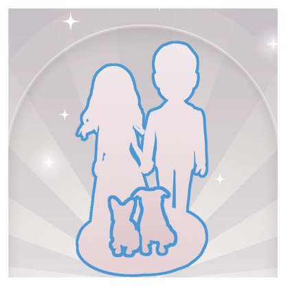 fully custom couple with two pets bobbleheads figurine