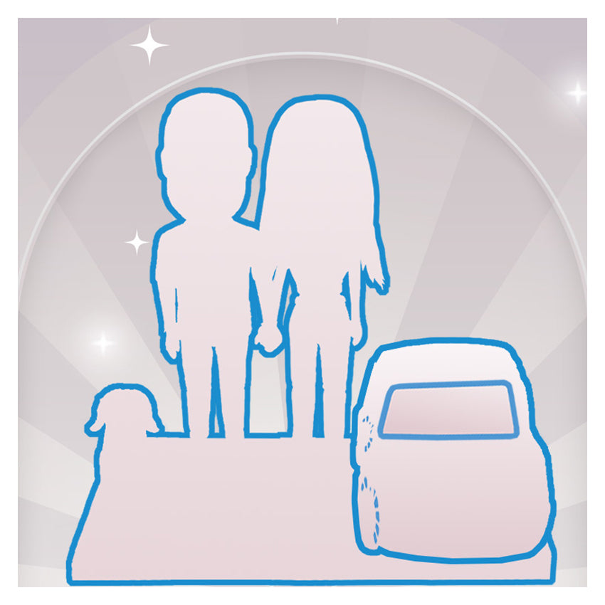 fully custom couple bobbleheads figurine with a pet and a car