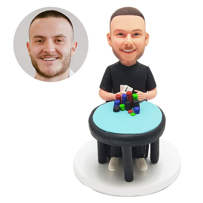 personalized bobblehead figure poker gamer