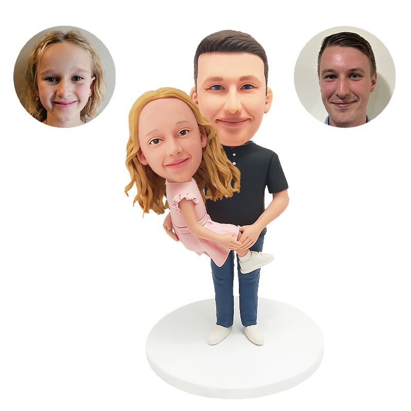 custom bobblehead figurine father holding baby