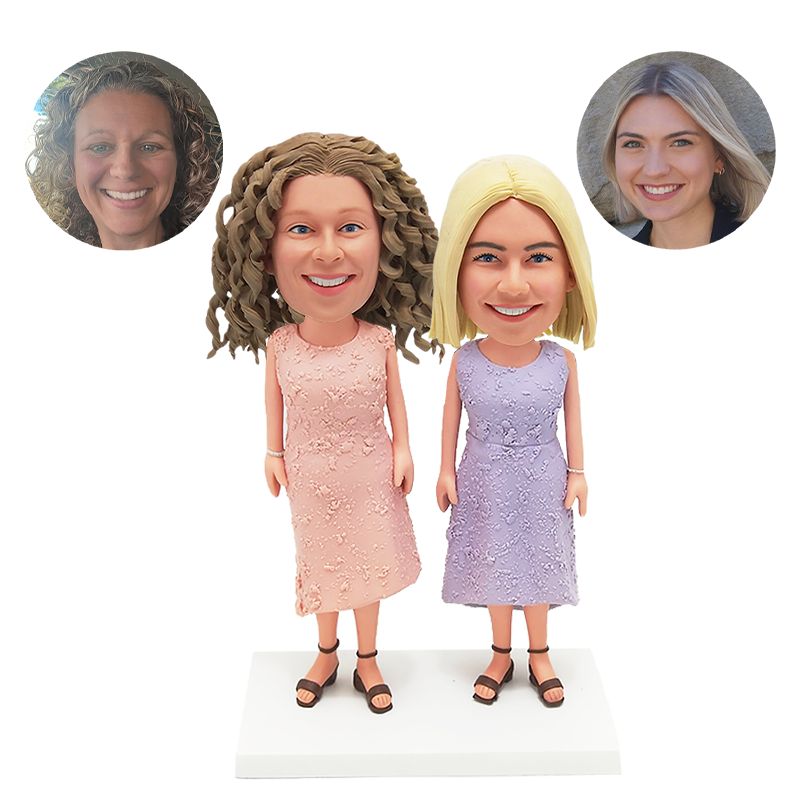 custom bobble head best friends in dresses