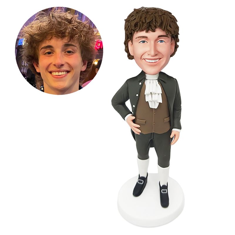 personalized bobblehead gentleman with one hand on the hip