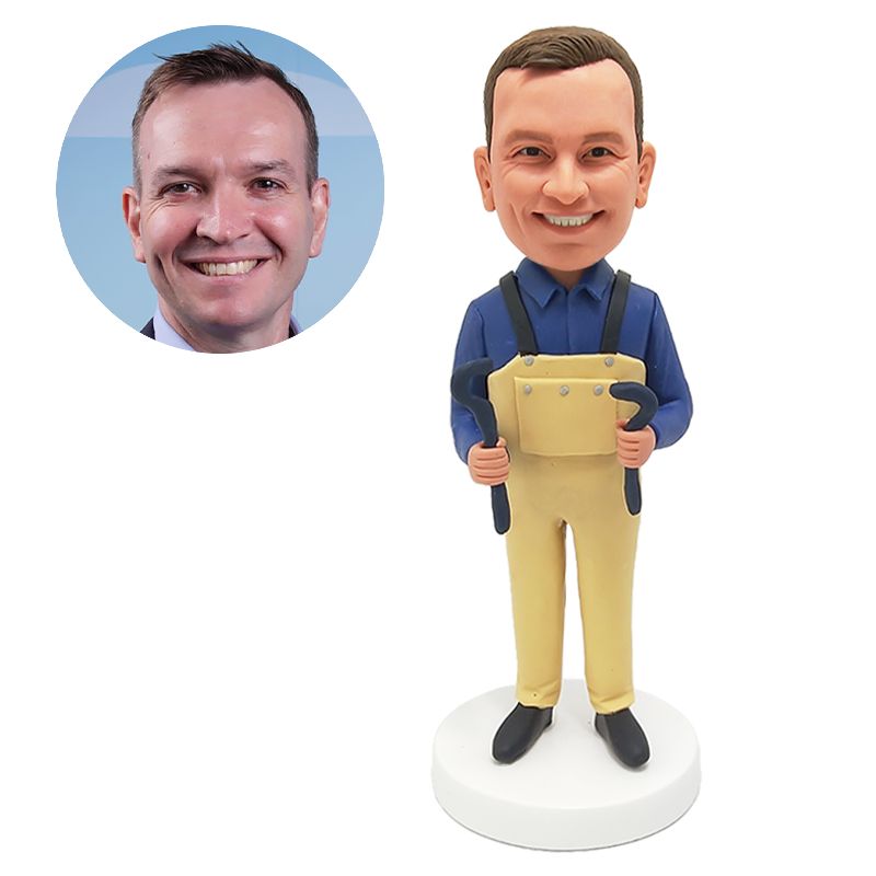 custom bobblehead maintenance man holding tools