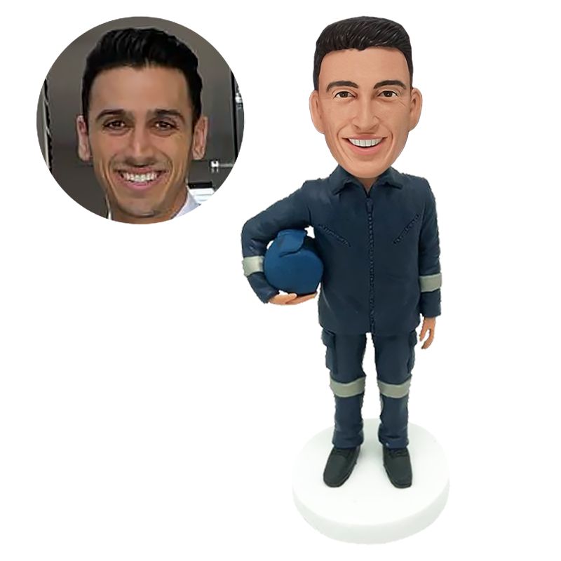 custom made bobblehead military holding a cat