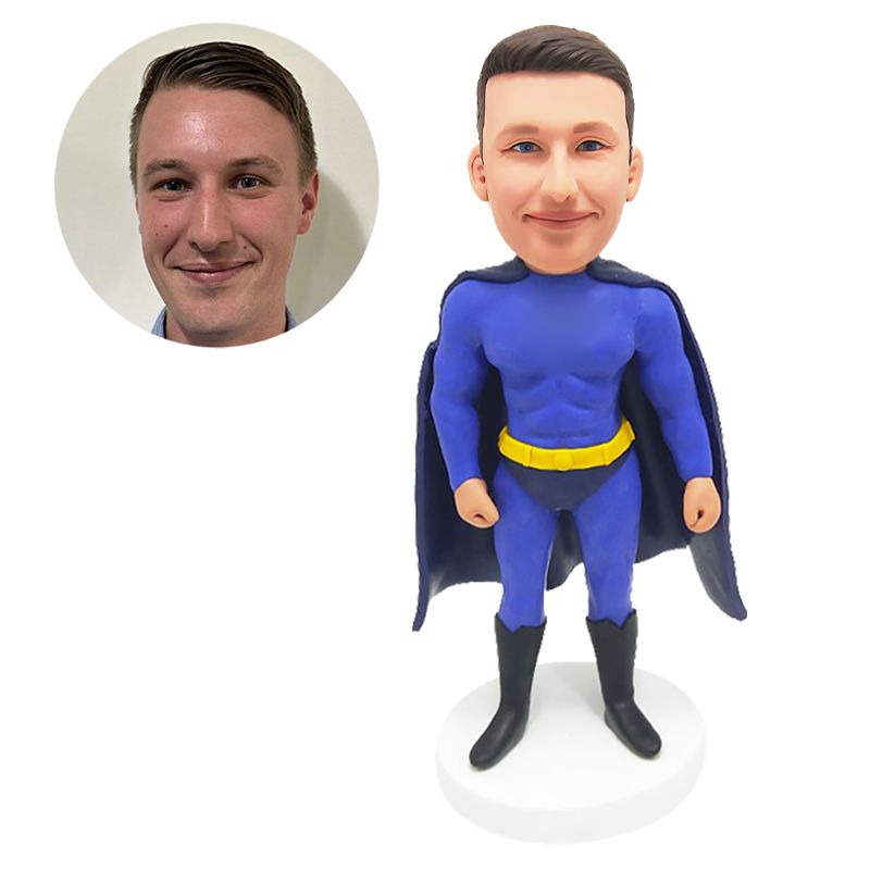 custom bobblehead figure superhero with a cape