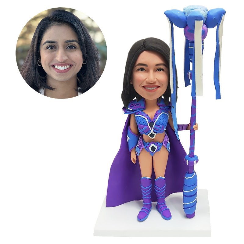 custom bobblehead wizard holding a magic staff