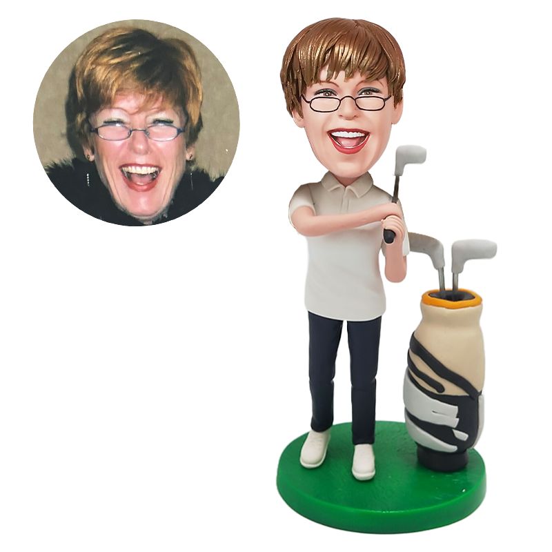 personalised bobble head golf player holding a golf club