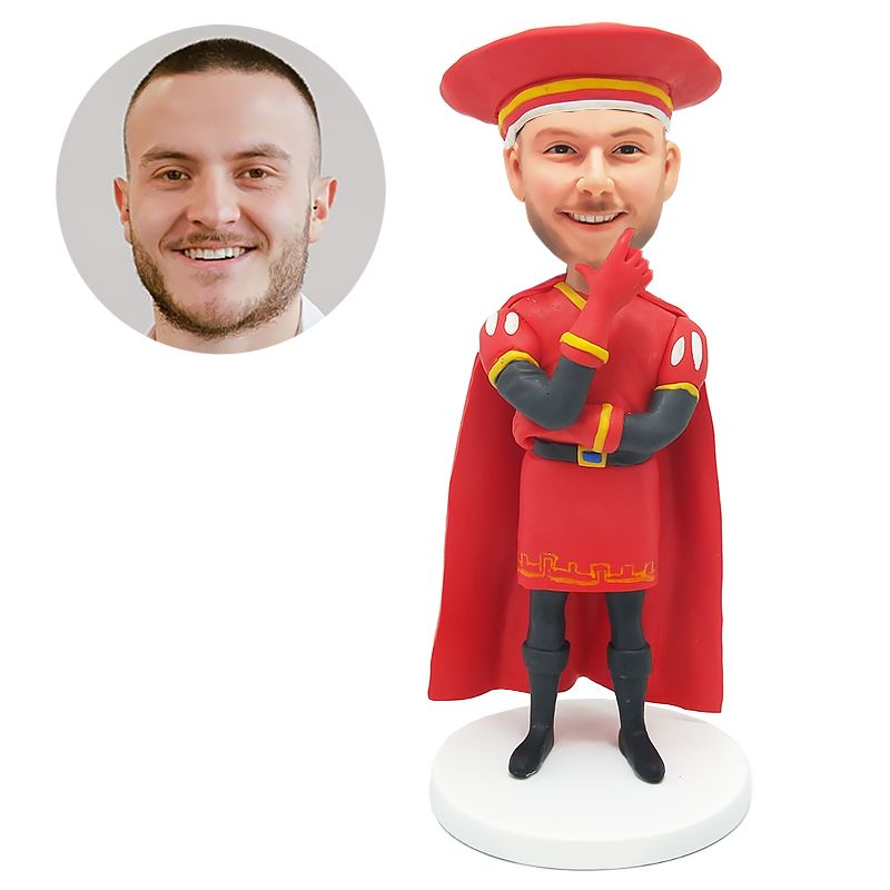 bobble head figurine man resting his chin on the hand
