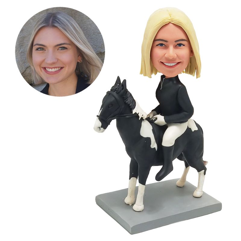 custom made bobblehead pretty lady riding a horse