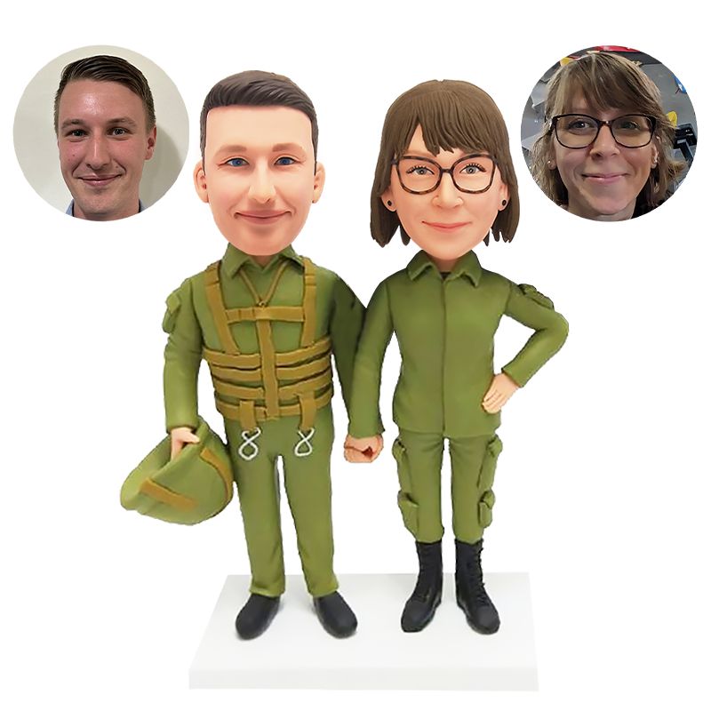 bobblehead custom military couple holding hands