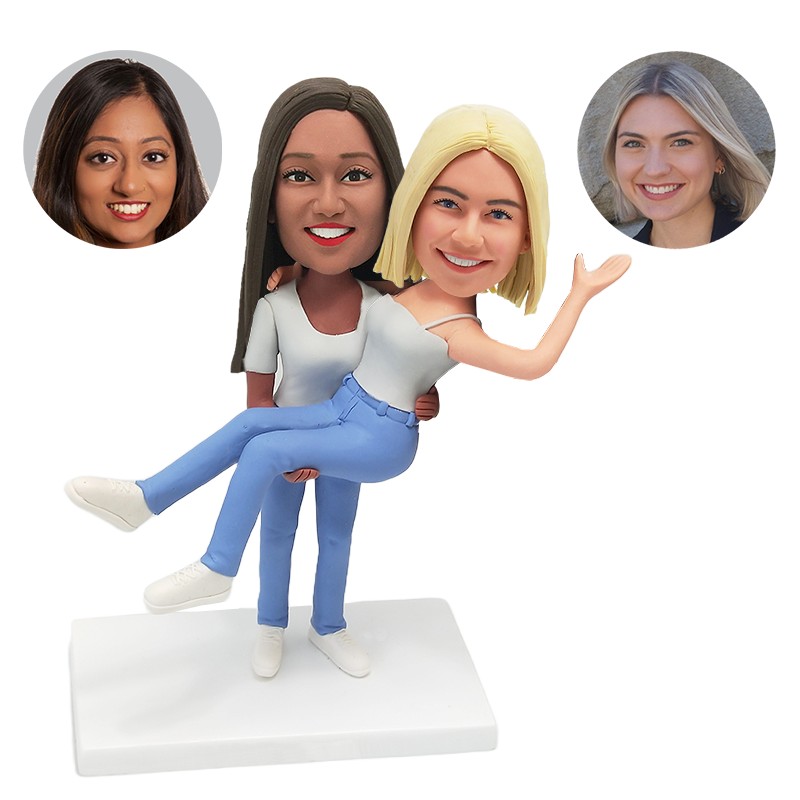 custom bobblehead figure couple holding each other