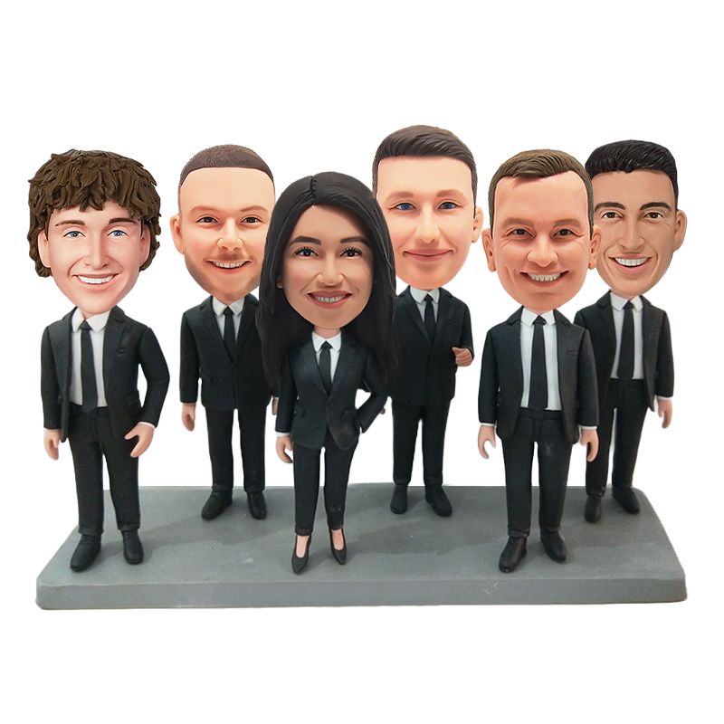 custom bobble head six member business team in formal suits