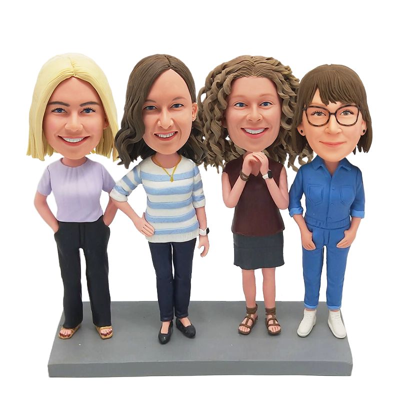 bobblehead custom four female friends standing together