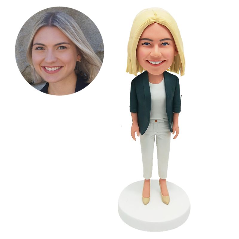 custom bobblehead figurine office lady colleague staff