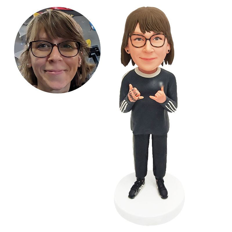 custom bobblehead figurine lady making special gestures