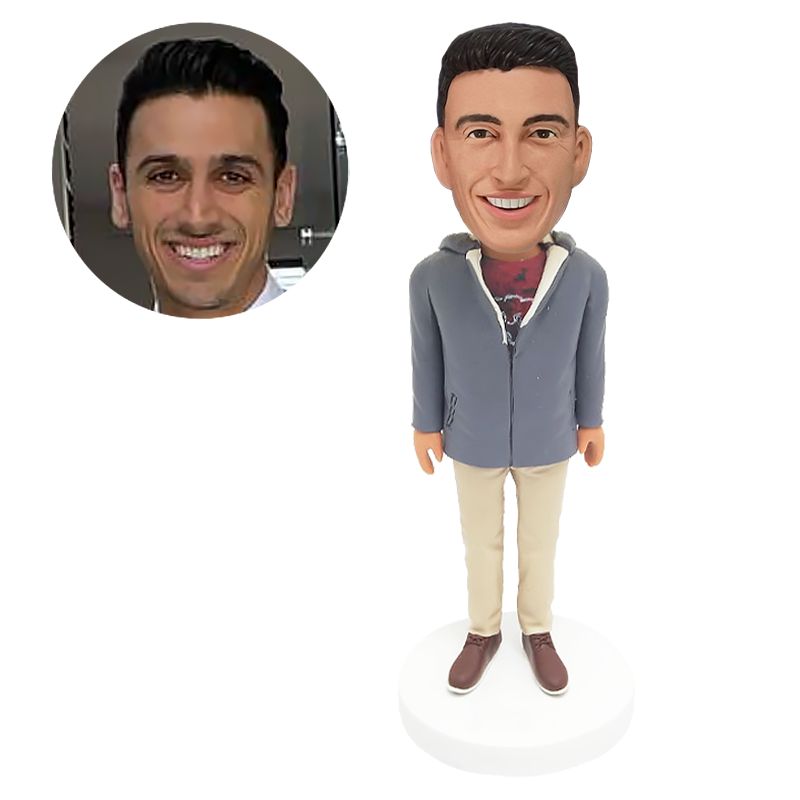 bobble head figurine leisure man in jacket