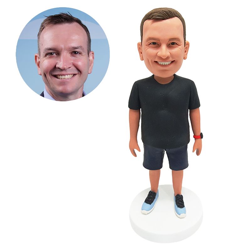 custom bobblehead leisure man with a watch