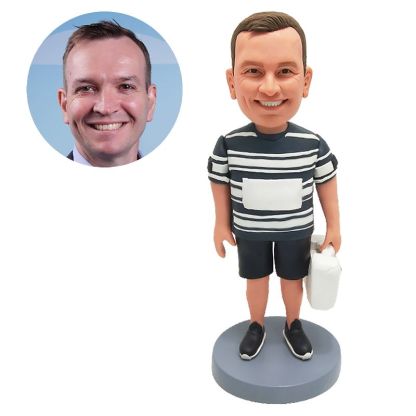 custom bobble head man holding a tool box