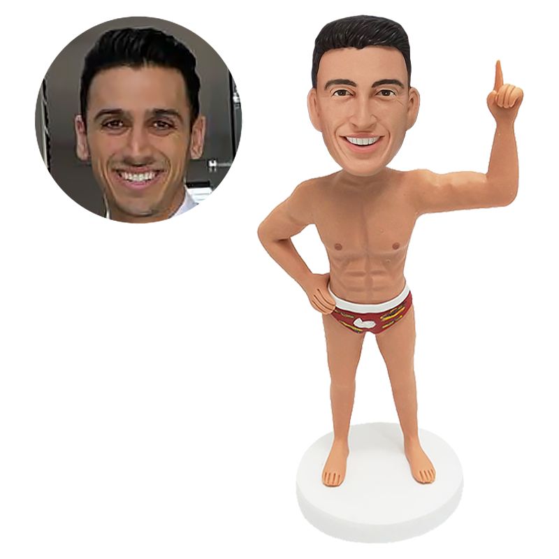 bobblehead custom muscle man pointing something