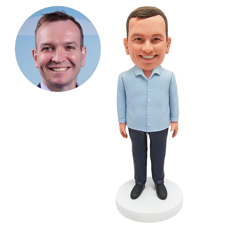 custom bobblehead figurine casual man colleague