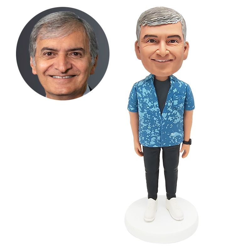 custom made bobblehead casual man with a watch