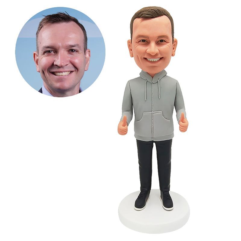 custom made bobblehead man with thumbs up