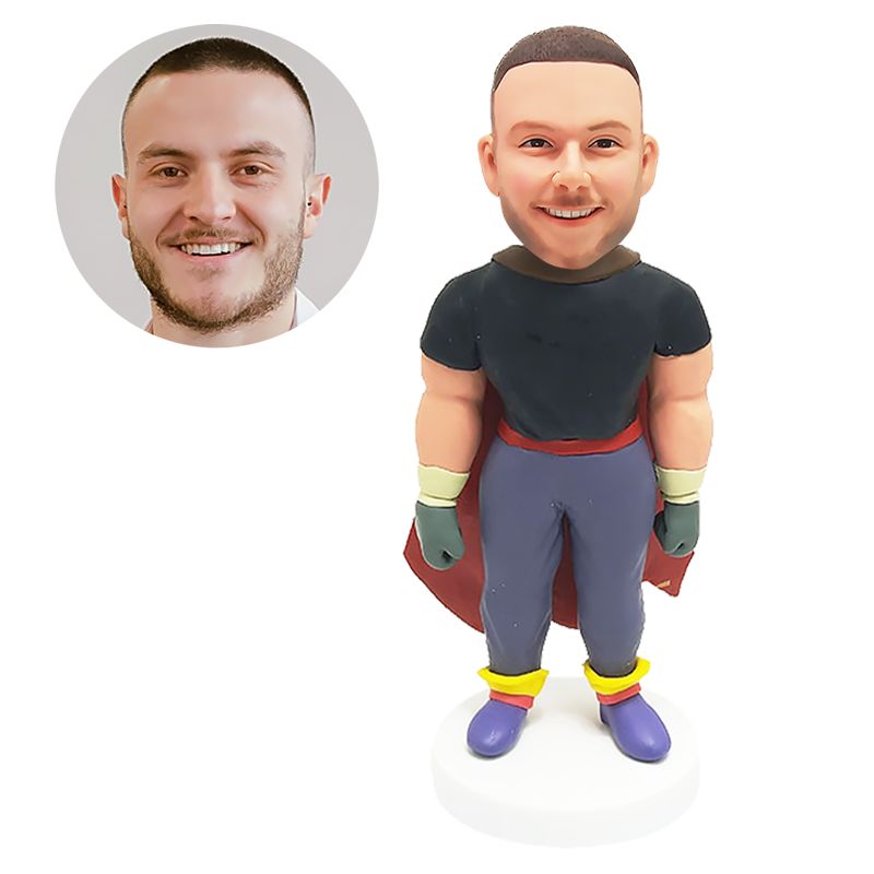 custom bobble head superhero wearing a cape