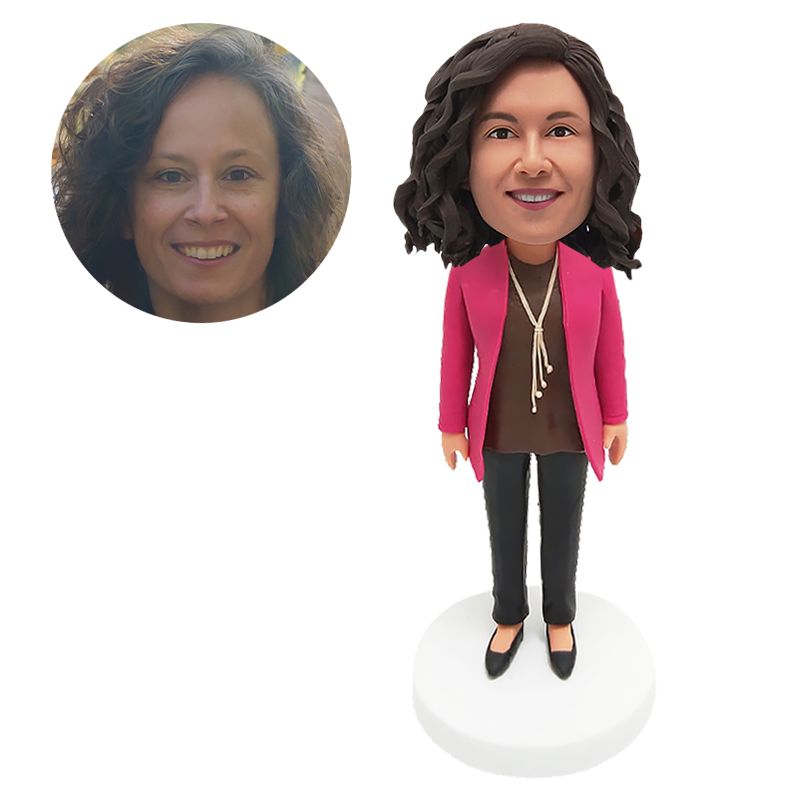 custom made bobblehead office lady with a necklace