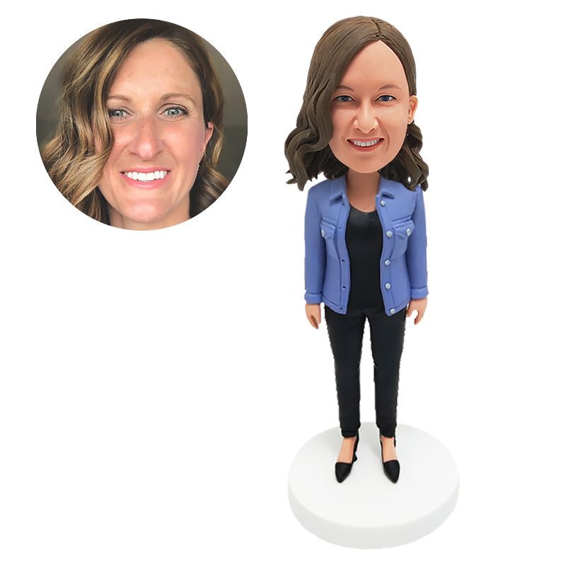 custom bobblehead casual lady in jacket