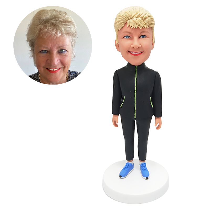 custom bobble head gym lady in sportswear