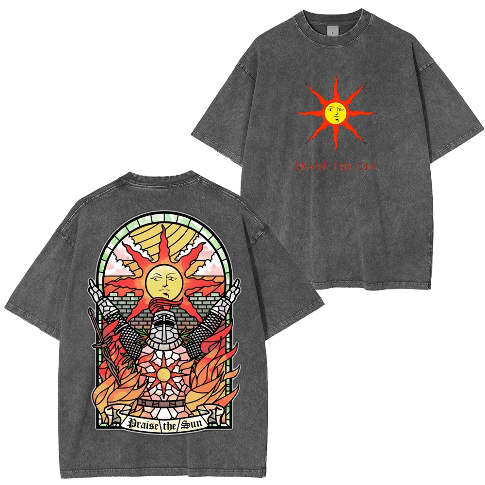 PRAISE THE SUN DARK SOULS Washed T-Shirt