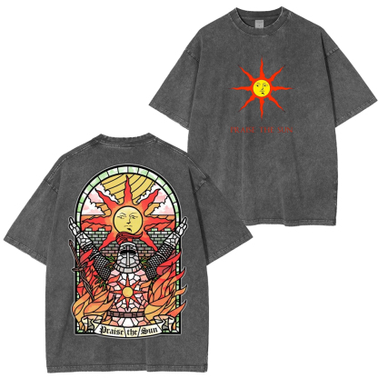 PRAISE THE SUN DARK SOULS Washed T-Shirt