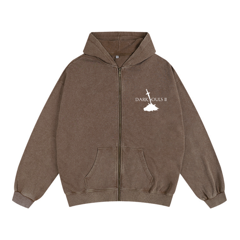 Dark Souls Unisex Washed Zip Up Hoodie
