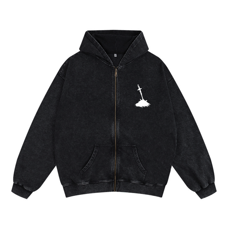 Dark Soul v2 Unisex Washed Zip Up Hoodie