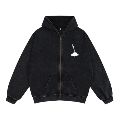 Dark Soul v2 Unisex Washed Zip Up Hoodie