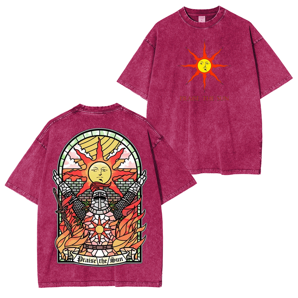 PRAISE THE SUN DARK SOULS Washed T-Shirt