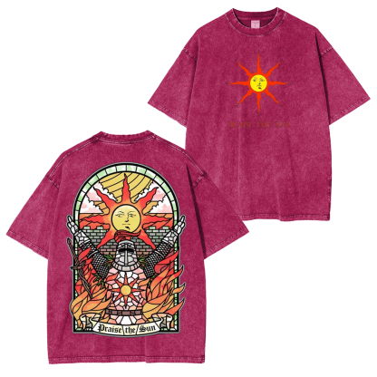 PRAISE THE SUN DARK SOULS Washed T-Shirt