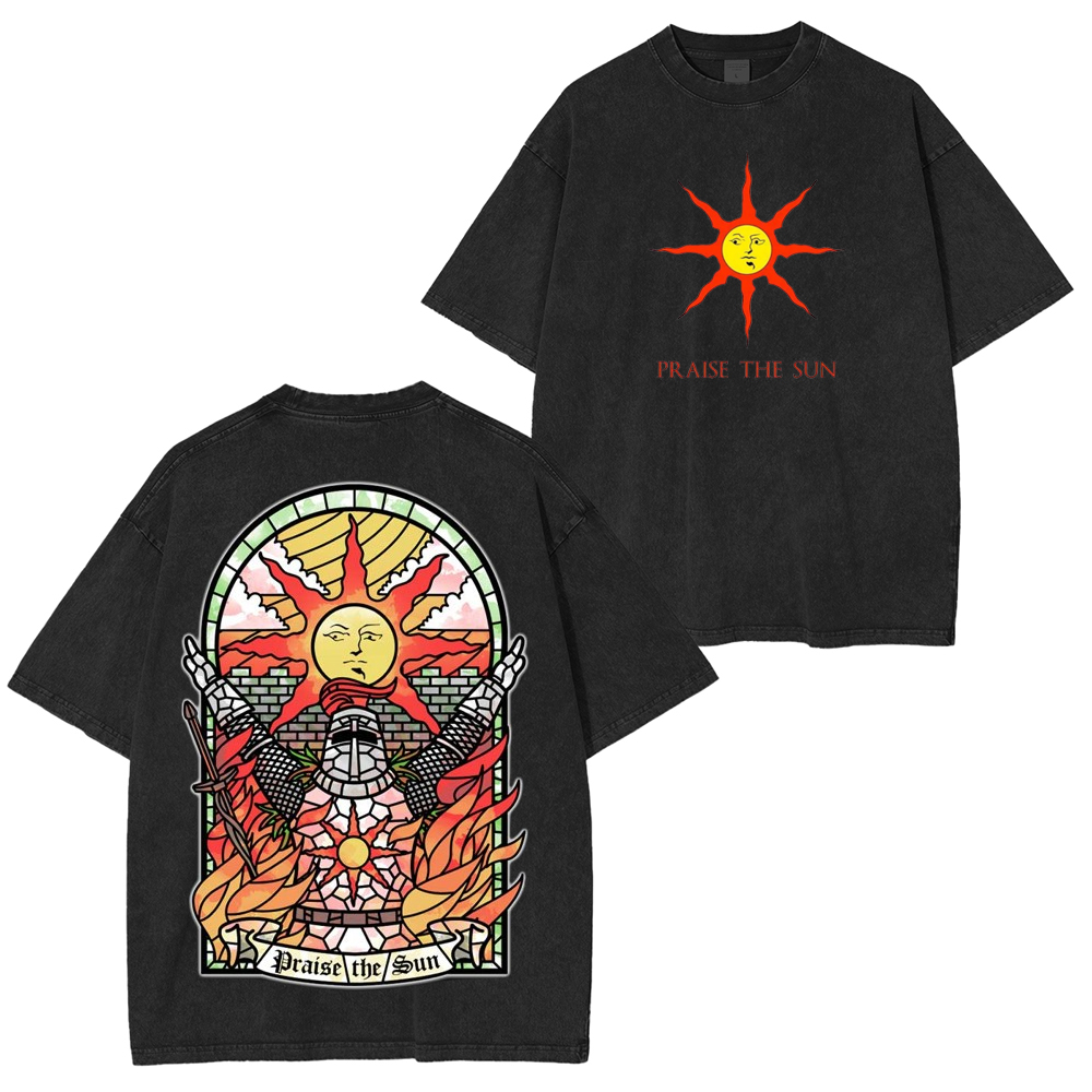 PRAISE THE SUN DARK SOULS Washed T-Shirt