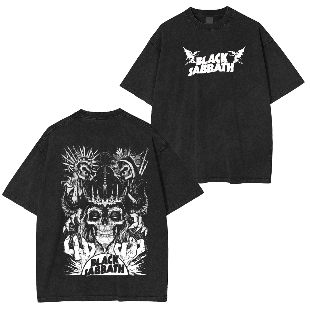 Baju atasan tengkorak terlaris BLACK SABBATH  Washed Unisex T-Shirt