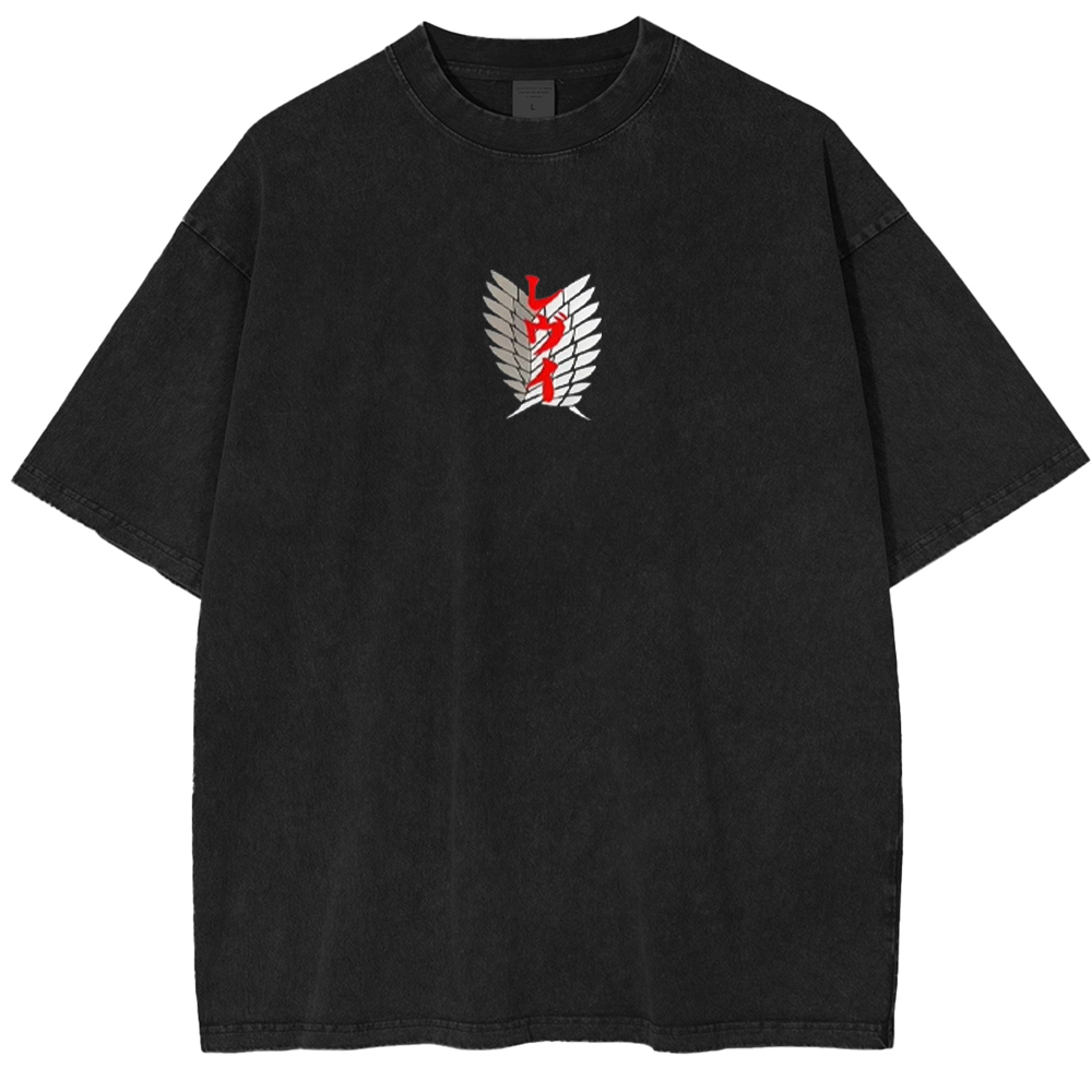 Vintage Levi Bandaged Face Attack on Titan Unisex Washed T-Shirt