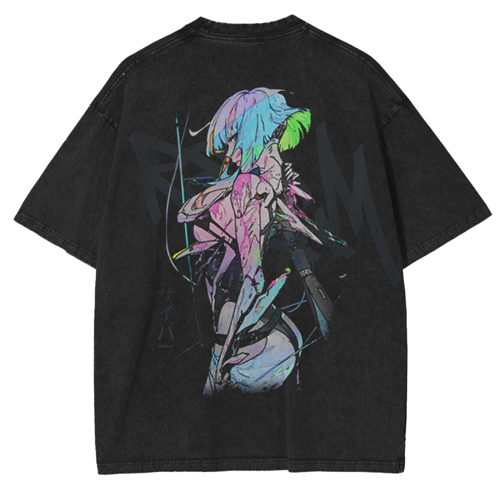 Lucy x Cyberpunk Edgerunners Unisex Acid Washed T-Shirt